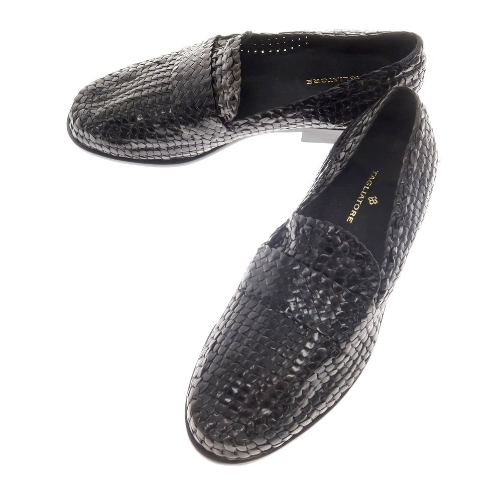 [New Outlet] Tagliatore TAGLIATORE Intrecciato Leather Loafers Black [42] [Condition Rank N-] [Men&