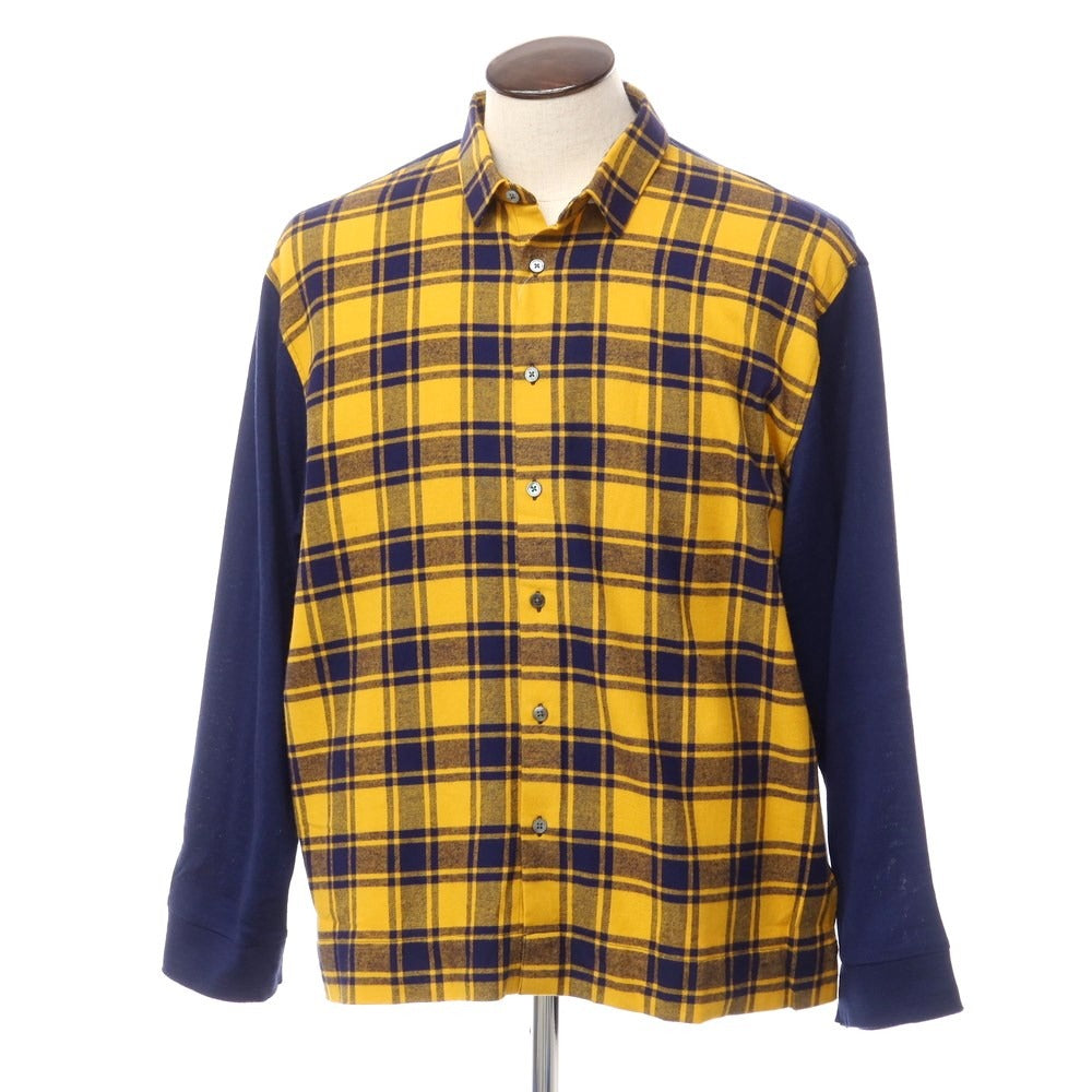 [New] Bagutta Check Cotton Flannel Wool Knit Shirt Yellow x Navy [Size 41] [YEL] [A/W] [Condition Rank N] [Men&