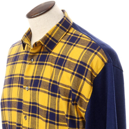 [New] Bagutta Check Cotton Flannel Wool Knit Shirt Yellow x Navy [Size 41] [YEL] [A/W] [Condition Rank N] [Men&