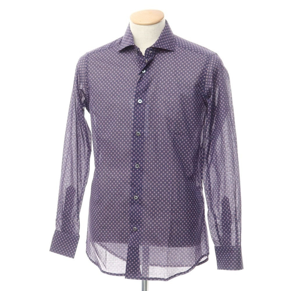 【新品】バグッタ Bagutta コットン ワイドカラー カジュアルシャツ
 ネイビーxダークレッド【サイズ38】【NVY】【S/S/A/W】【状態ランクN】【メンズ】
【759783】