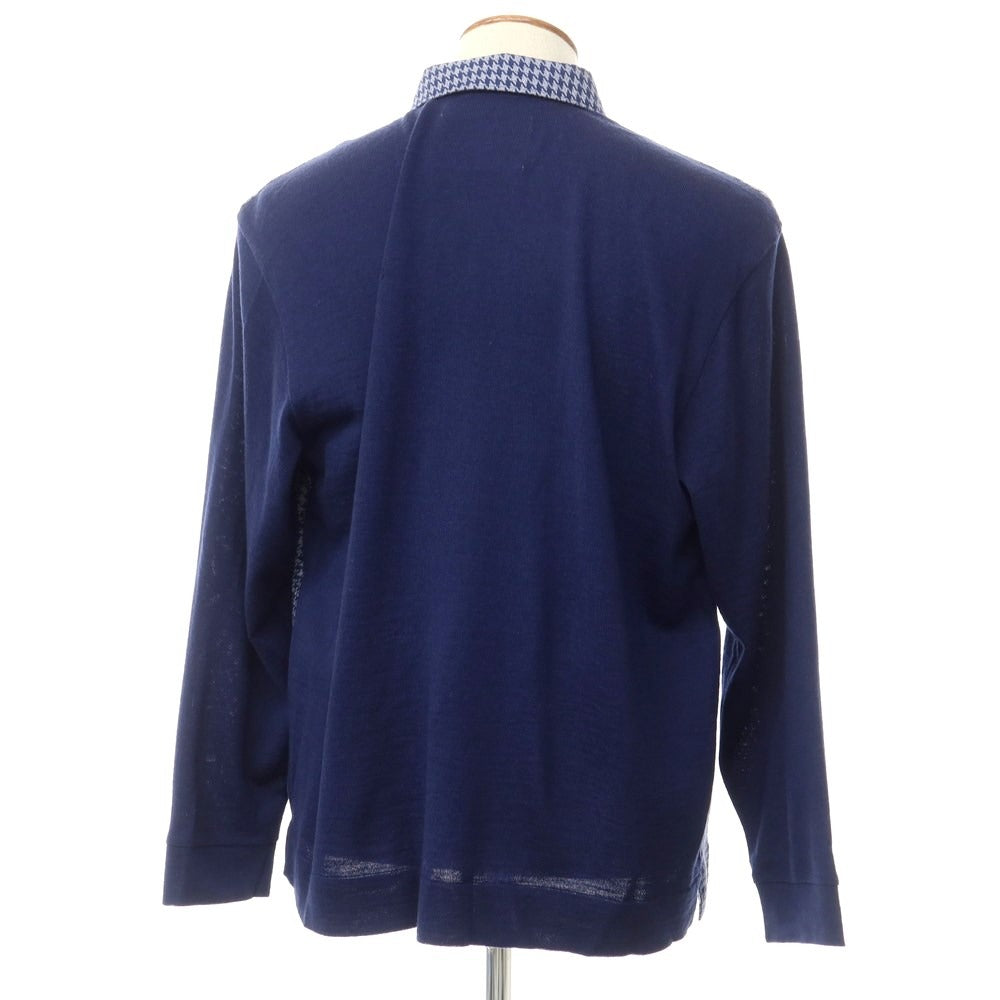 【中古】バグッタ Bagutta コットン ウールアクリル カジュアルシャツ ネイビーxホワイト【 39 】【 状態ランクC 】【 メンズ 】 [EPD]