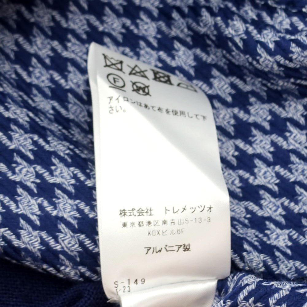 【中古】バグッタ Bagutta コットン ウールアクリル カジュアルシャツ ネイビーxホワイト【 39 】【 状態ランクC 】【 メンズ 】 [EPD]