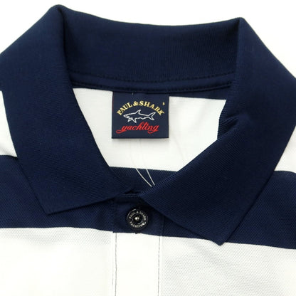 [New] Paul &amp;amp; Shark Cotton Border Short Sleeve Polo Shirt White x Navy [Size S] [WHT] [S/S] [Condition Rank N] [Men&