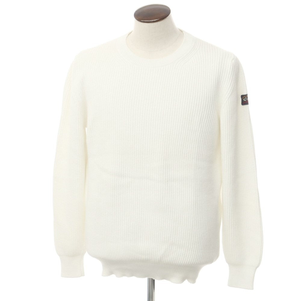 [New Outlet] Paul &amp;amp; Shark Mid-gauge Cotton Crew Neck Knit White [L] [Condition Rank N-] [Men&