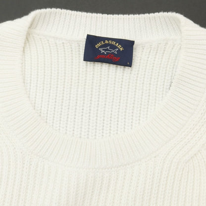 [New Outlet] Paul &amp;amp; Shark Mid-gauge Cotton Crew Neck Knit White [L] [Condition Rank N-] [Men&