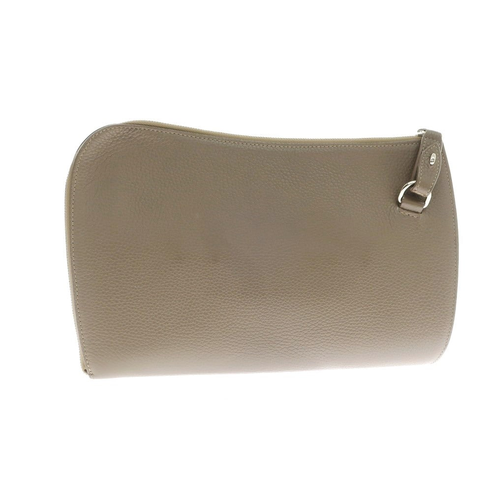 [Used] CHAMBORD SELLIER Shrink Leather Clutch Bag Taupe [Condition Rank B] [Men&