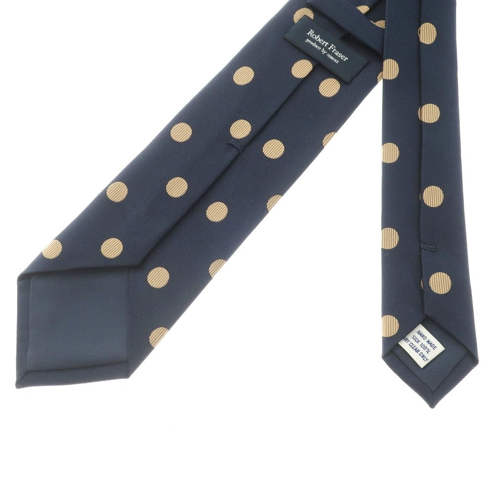 [Used] Robert Fraser 3-fold silk polka dot tie, navy x beige [NVY] [S/S/A/W] [Condition Rank A] [Men&