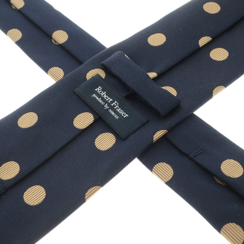 [Used] Robert Fraser 3-fold silk polka dot tie, navy x beige [NVY] [S/S/A/W] [Condition Rank A] [Men&