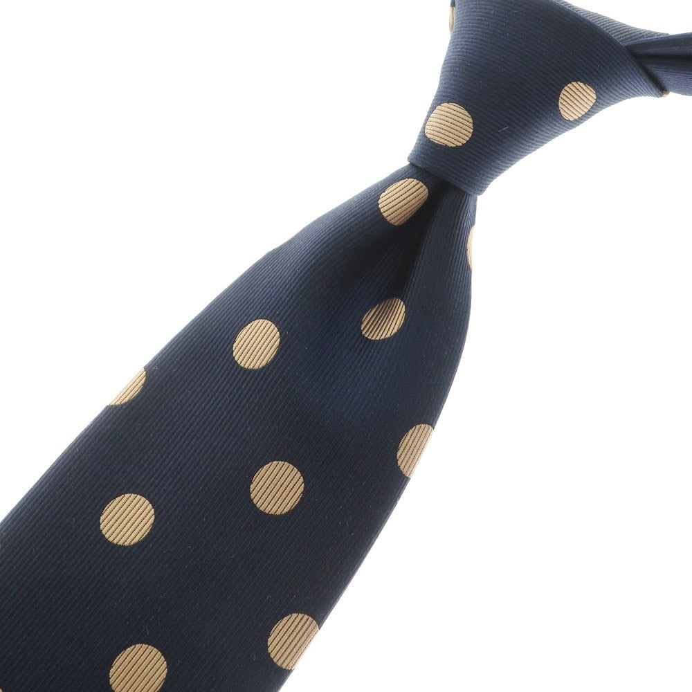 [Used] Robert Fraser 3-fold silk polka dot tie, navy x beige [NVY] [S/S/A/W] [Condition Rank A] [Men&