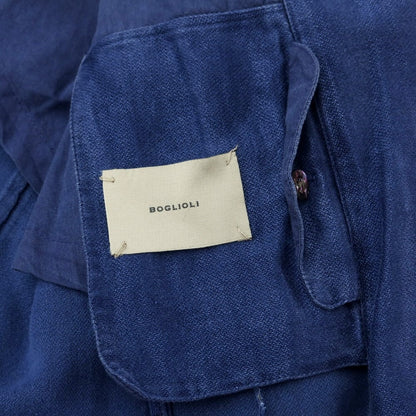 [Used] BOGLIOLI Linen Cotton 2B Casual Jacket Blue [48] [Condition Rank C] [Men&