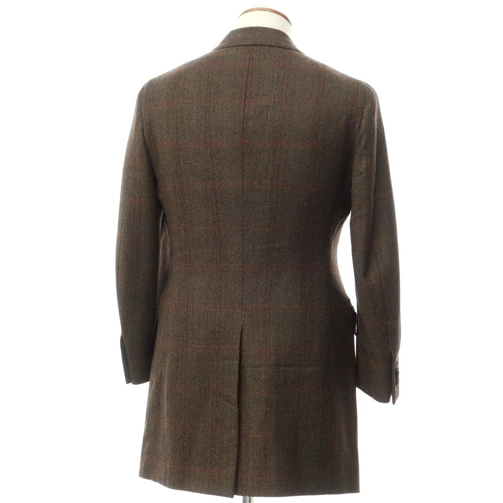 [Used] ISAIA wool check chesterfield coat
 Brown x Red [Size 46] [BRW] [A/W] [Condition Rank B] [Men&