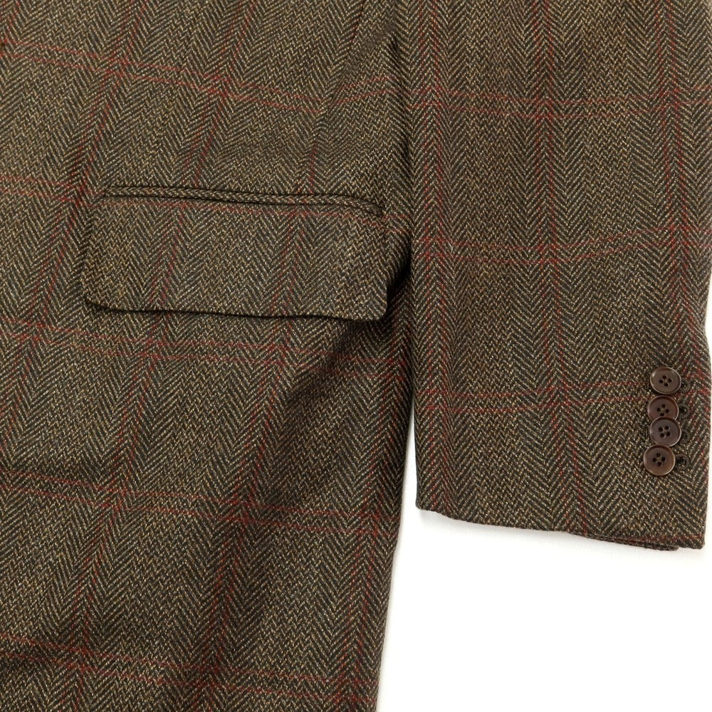 [Used] ISAIA wool check chesterfield coat
 Brown x Red [Size 46] [BRW] [A/W] [Condition Rank B] [Men&