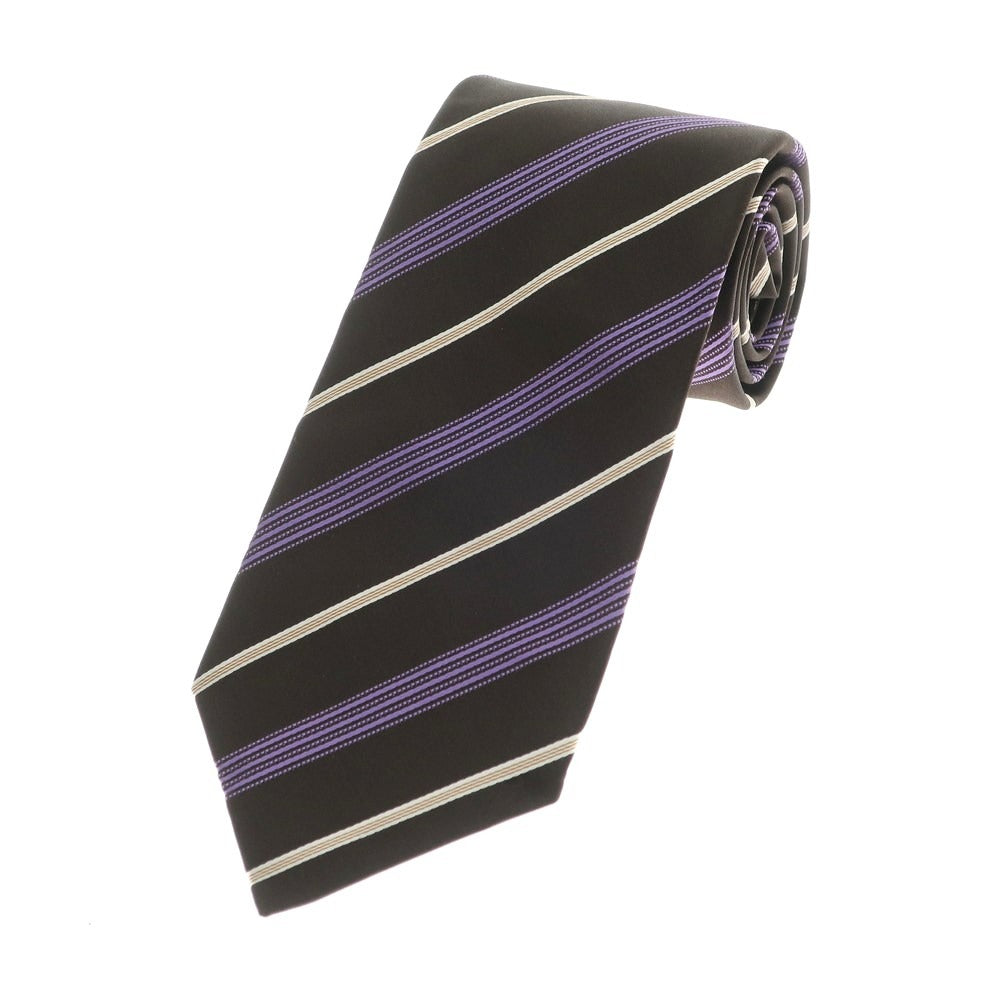 [Used] ISAIA 7FOLD Silk Striped Tie Brown x Purple [BRW] [S/S/A/W] [Condition Rank A] [Men&