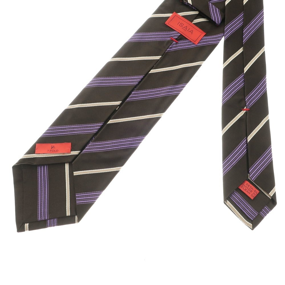 [Used] ISAIA 7FOLD Silk Striped Tie Brown x Purple [BRW] [S/S/A/W] [Condition Rank A] [Men&