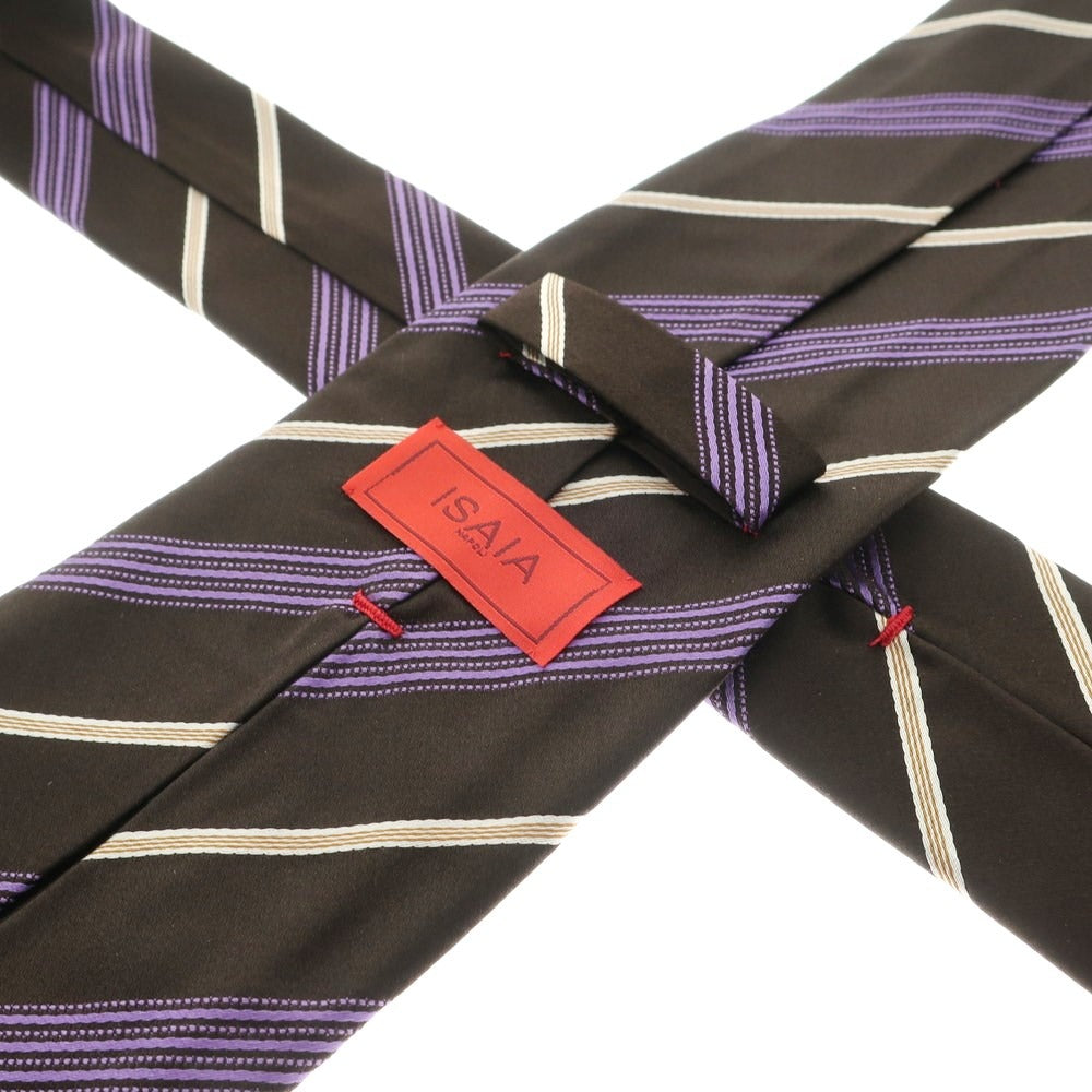 [Used] ISAIA 7FOLD Silk Striped Tie Brown x Purple [BRW] [S/S/A/W] [Condition Rank A] [Men&