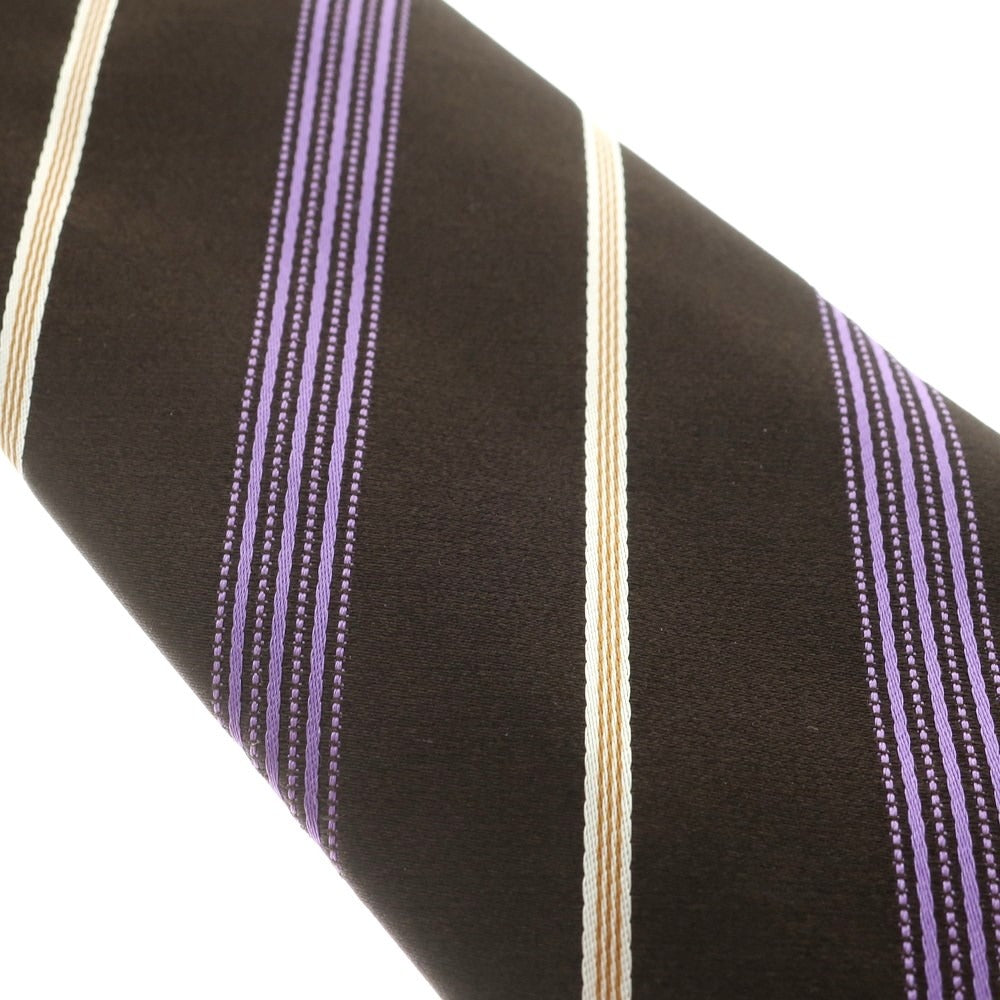 [Used] ISAIA 7FOLD Silk Striped Tie Brown x Purple [BRW] [S/S/A/W] [Condition Rank A] [Men&