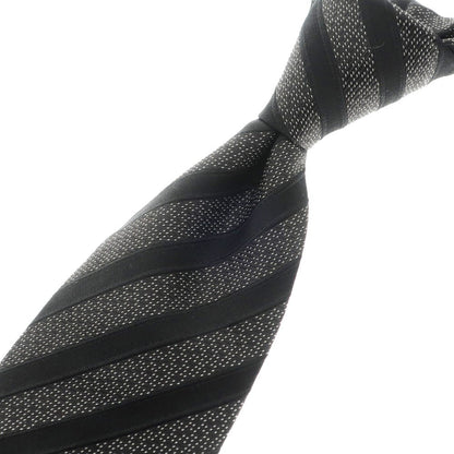 [Used] [Unused] ISAIA 7FOLD Silk Striped Tie Gray x Black [GRY] [S/S/A/W] [Condition Rank S] [Men&