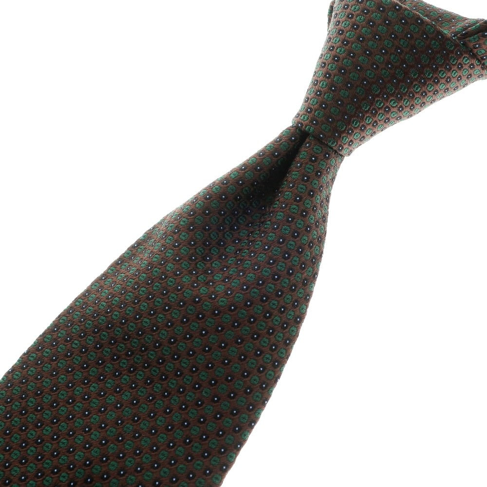 [Used] FIORIO 3-fold silk small pattern tie, brown x green [BRW] [S/S/A/W] [Condition rank B] ​​[Men&