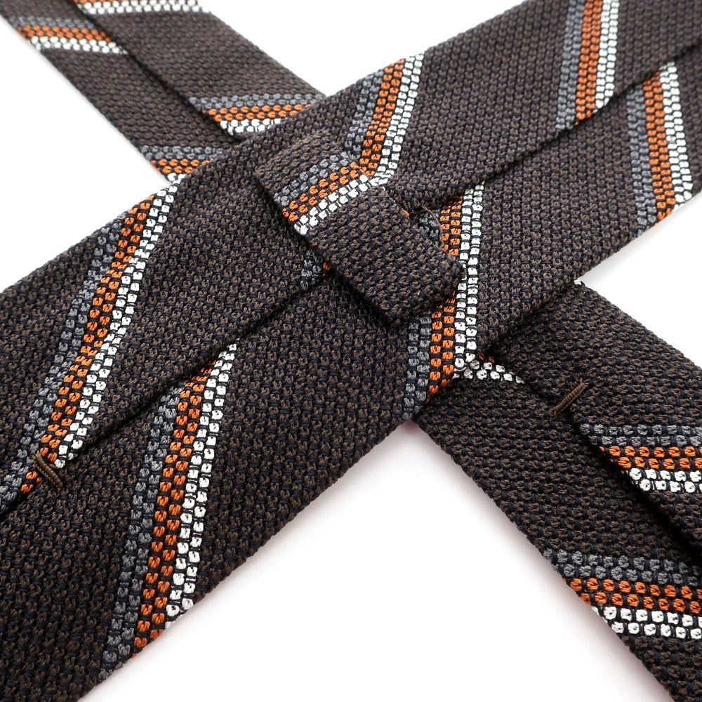 [Used] Francesco Marino F.MARINO 3-fold sfoderata silk striped tie dark brown x orange [BRW] [S/S/A/W] [Condition Rank A] [Men&