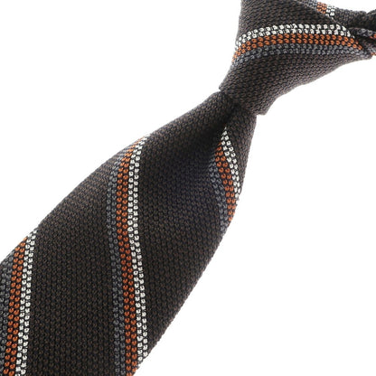 [Used] Francesco Marino F.MARINO 3-fold sfoderata silk striped tie dark brown x orange [BRW] [S/S/A/W] [Condition Rank A] [Men&