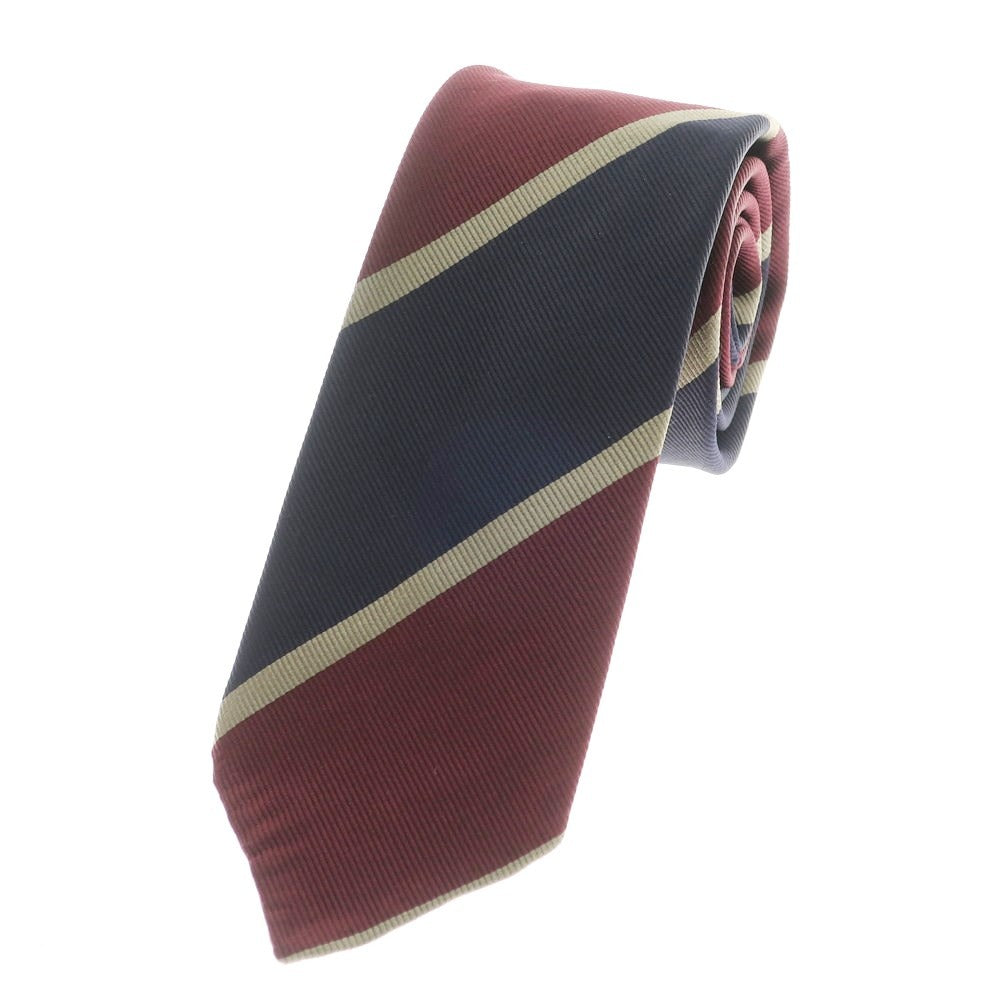 [Used] Michael J. Drake 3-fold silk striped tie, navy x wine red [NVY] [S/S/A/W] [Condition Rank A] [Men&