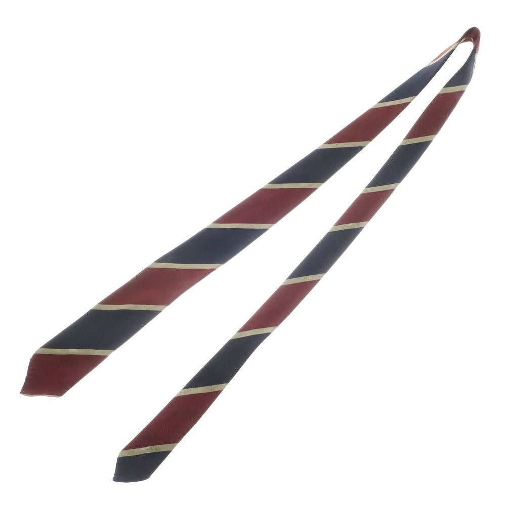 [Used] Michael J. Drake 3-fold silk striped tie, navy x wine red [NVY] [S/S/A/W] [Condition Rank A] [Men&