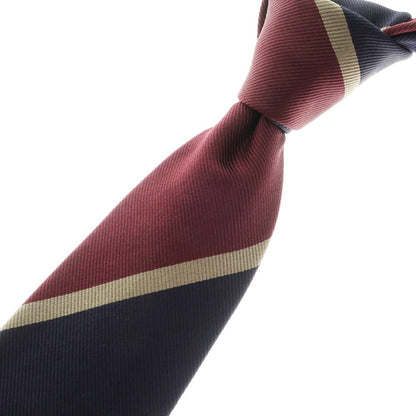 [Used] Michael J. Drake 3-fold silk striped tie, navy x wine red [NVY] [S/S/A/W] [Condition Rank A] [Men&