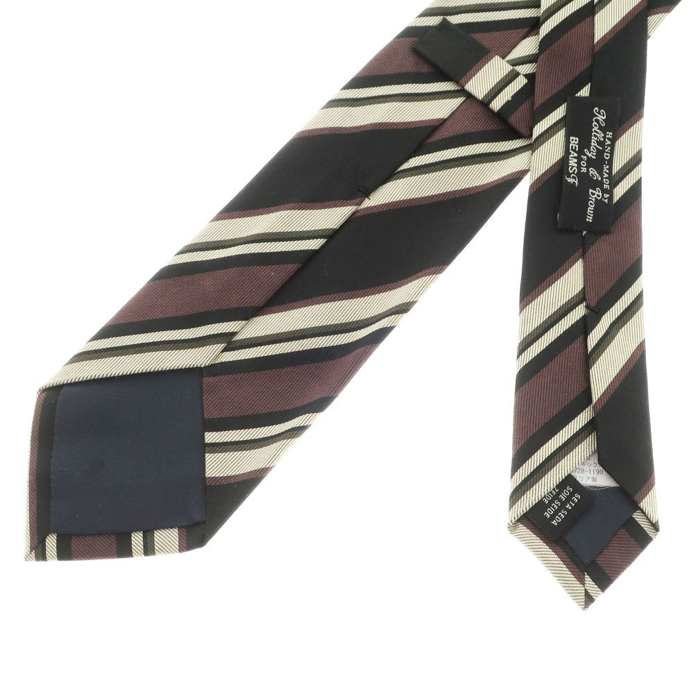 [Used] HOLLIDAY &amp;amp; BROWN BEAMS f special order 3-fold silk striped tie black x brown [BLK] [S/S/A/W] [Condition rank B] ​​[Men&