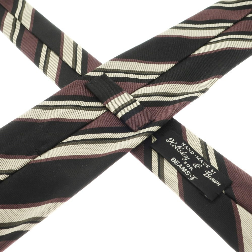 [Used] HOLLIDAY &amp;amp; BROWN BEAMS f special order 3-fold silk striped tie black x brown [BLK] [S/S/A/W] [Condition rank B] ​​[Men&