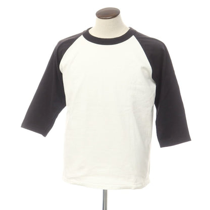 [Used] Good Wear Cotton Crew Neck 3/4 Sleeve T-Shirt White x Black [L] [Condition Rank C] [Men&