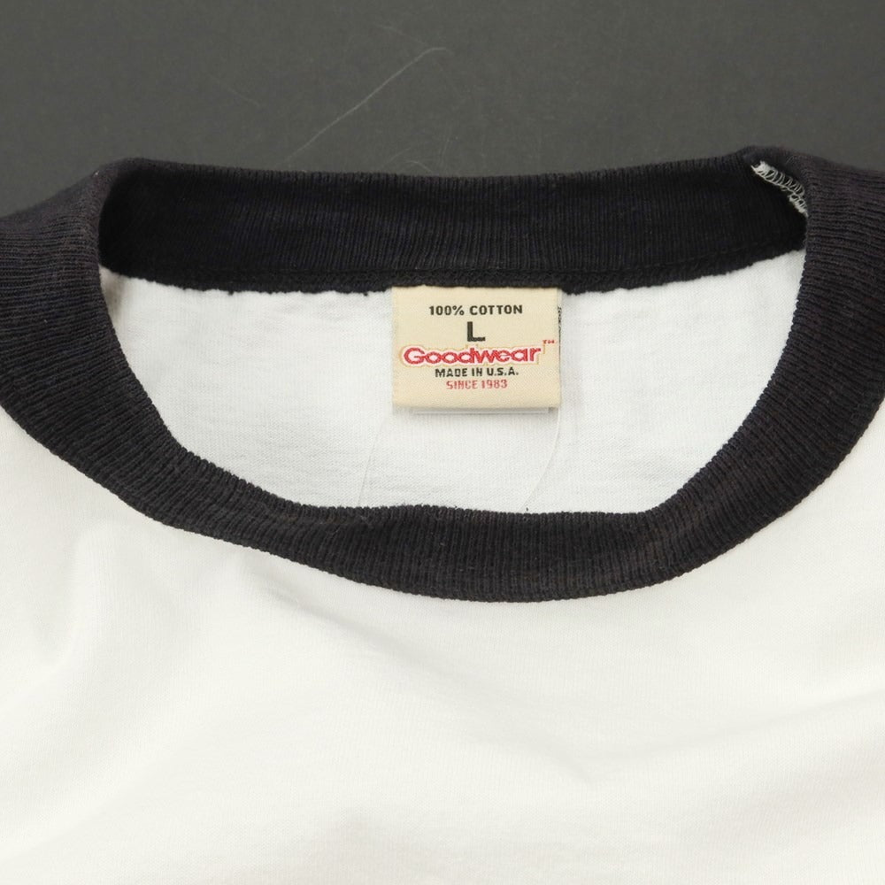 [Used] Good Wear Cotton Crew Neck 3/4 Sleeve T-Shirt White x Black [L] [Condition Rank C] [Men&