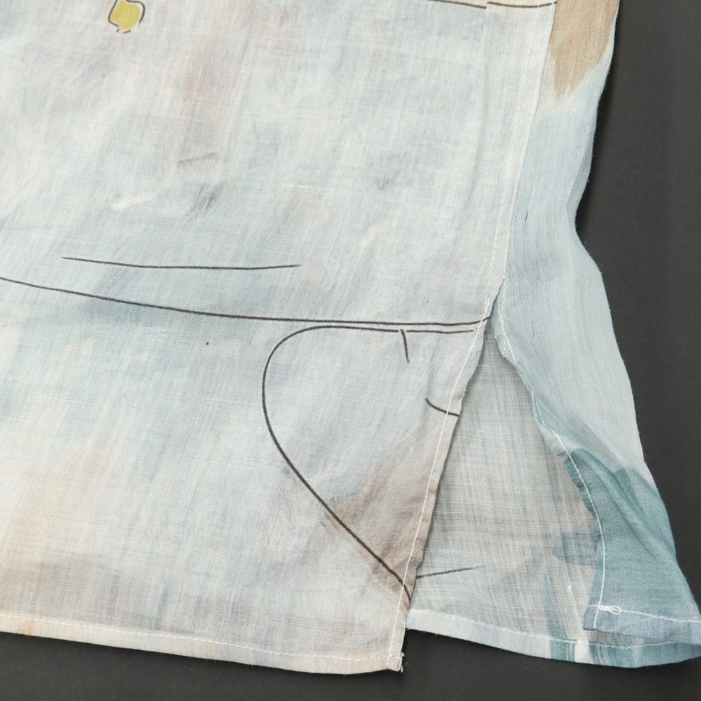 【新品】コストメイン Costumein レーヨン バンドカラー 半袖シャツ ブラウンxブルー【 46 】【 状態ランクN 】【 メンズ 】 [DPD]