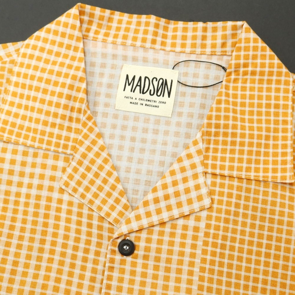 【新品】マドソン MADSON コットン チェック オープンカラー 半袖シャツ オレンジ【サイズM】【ORG】【S/S】【状態ランクN】【メンズ】【759786】
