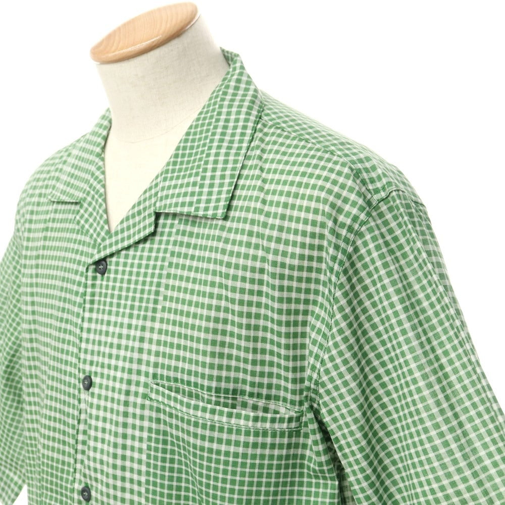 【新品】マドソン MADSON コットン チェック オープンカラー 半袖シャツ グリーンxホワイト【サイズS】【GRN】【S/S】【状態ランクN】【メンズ】【759786】