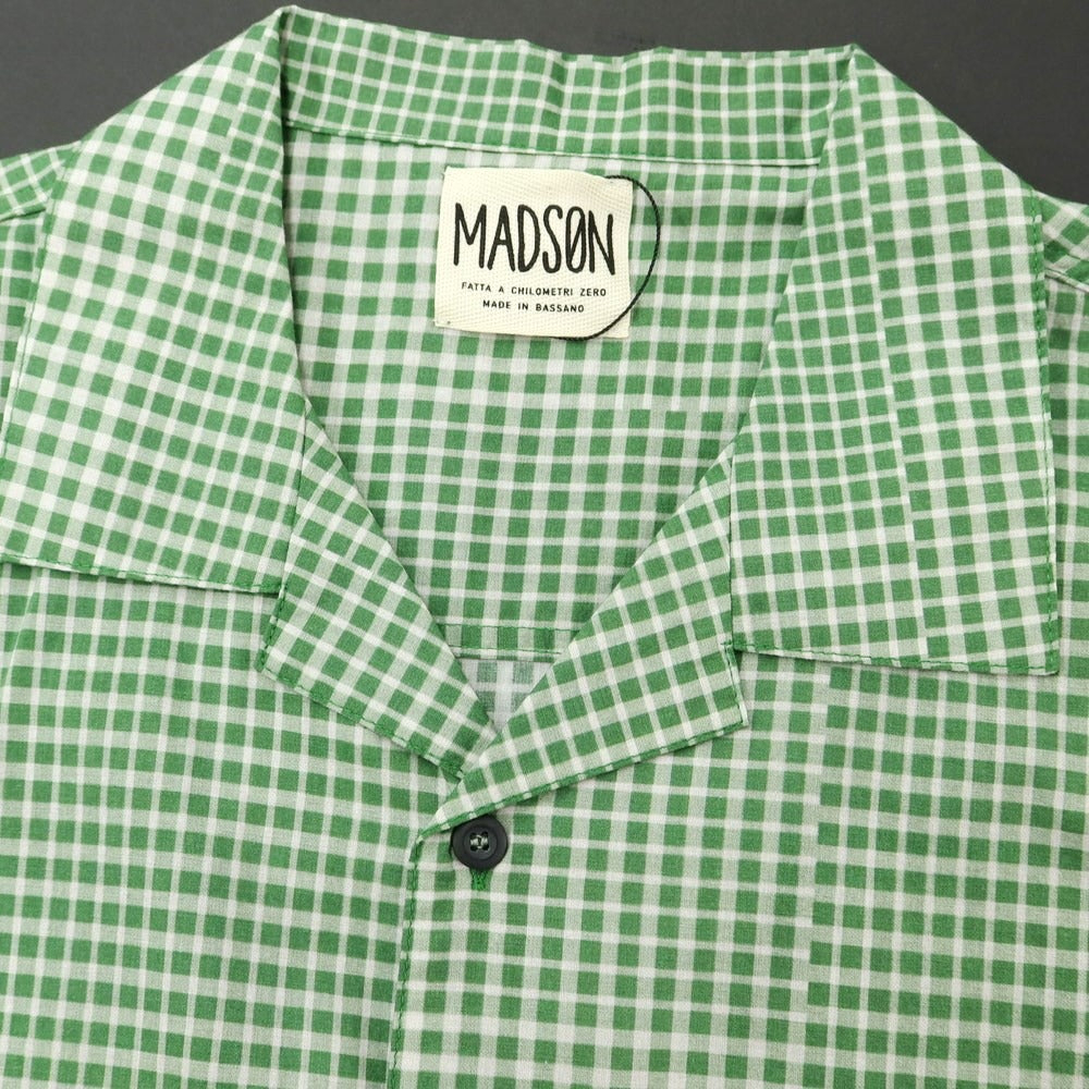 【新品】マドソン MADSON コットン チェック オープンカラー 半袖シャツ グリーンxホワイト【サイズS】【GRN】【S/S】【状態ランクN】【メンズ】【759786】