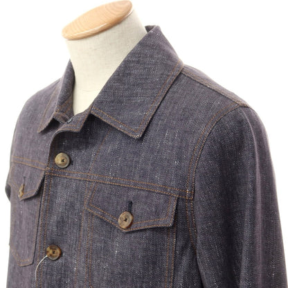 [Used] CIRCOLO 1901 Jersey Cotton Denim Print Trucker Jacket Navy [S] [Condition Rank A] [Men&