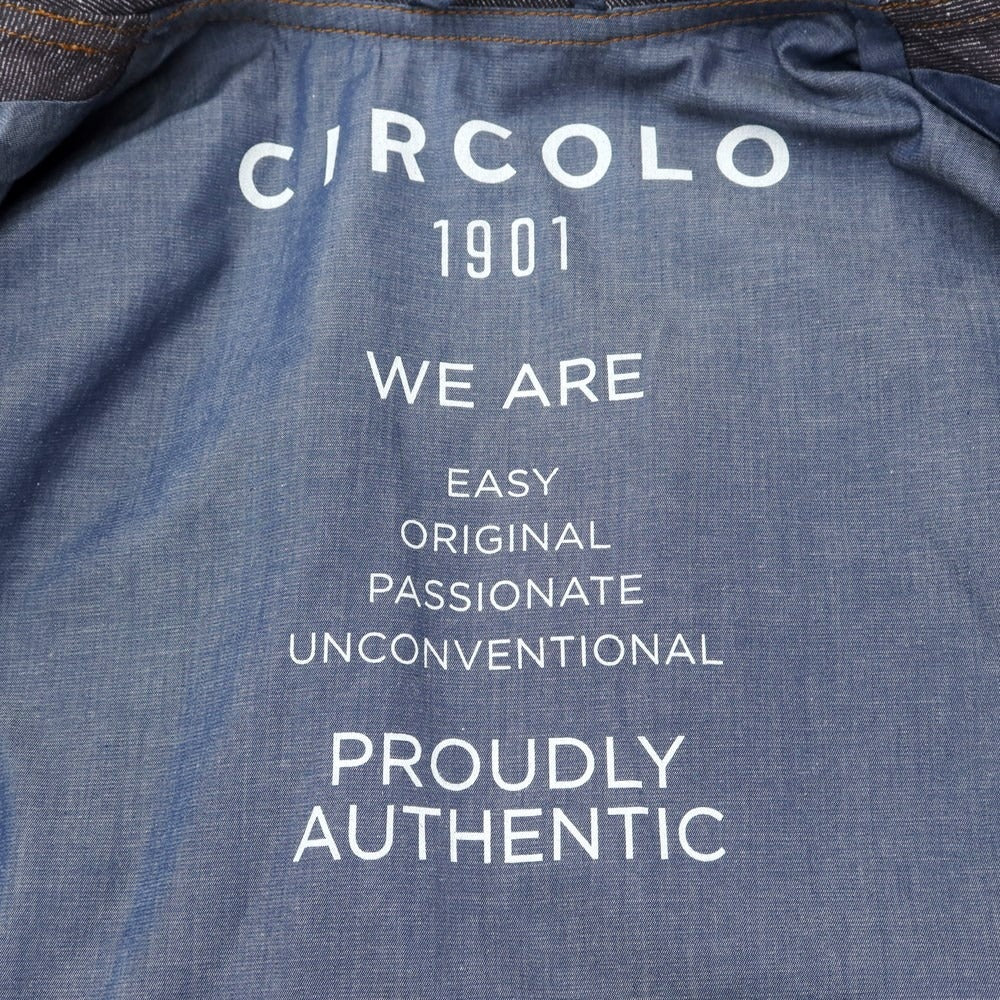 [Used] CIRCOLO 1901 Jersey Cotton Denim Print Trucker Jacket Navy [S] [Condition Rank A] [Men&