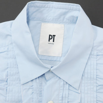 [Used] PT TORINO Cotton Ruffle Busam Shirt Light Blue [40] [Condition Rank D] [Men&