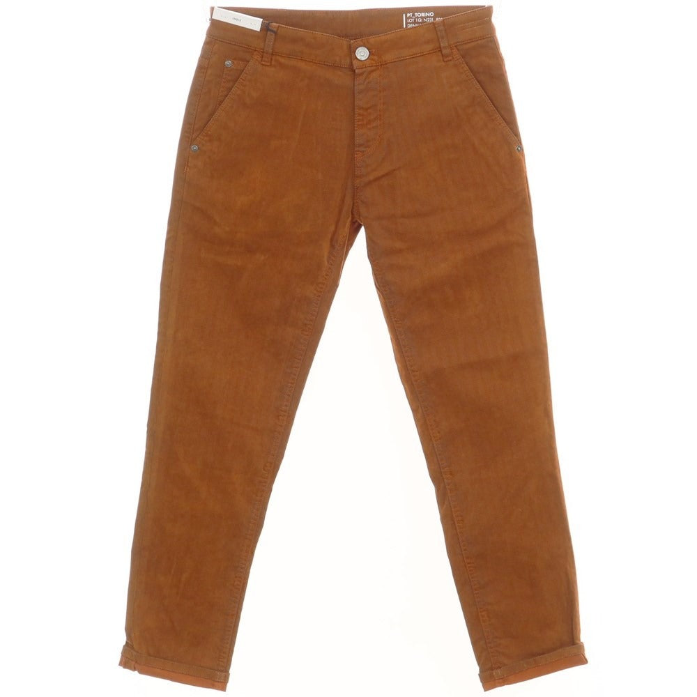 [New] PT TORINO DENIM INDIE Herringbone Woven Stretch Cotton 5 Pocket Pants Orange Brown [32] [Condition Rank N] [Men&