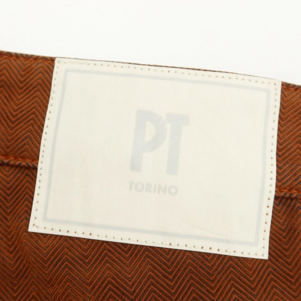 [New] PT TORINO DENIM INDIE Herringbone Woven Stretch Cotton 5 Pocket Pants Orange Brown [32] [Condition Rank N] [Men&