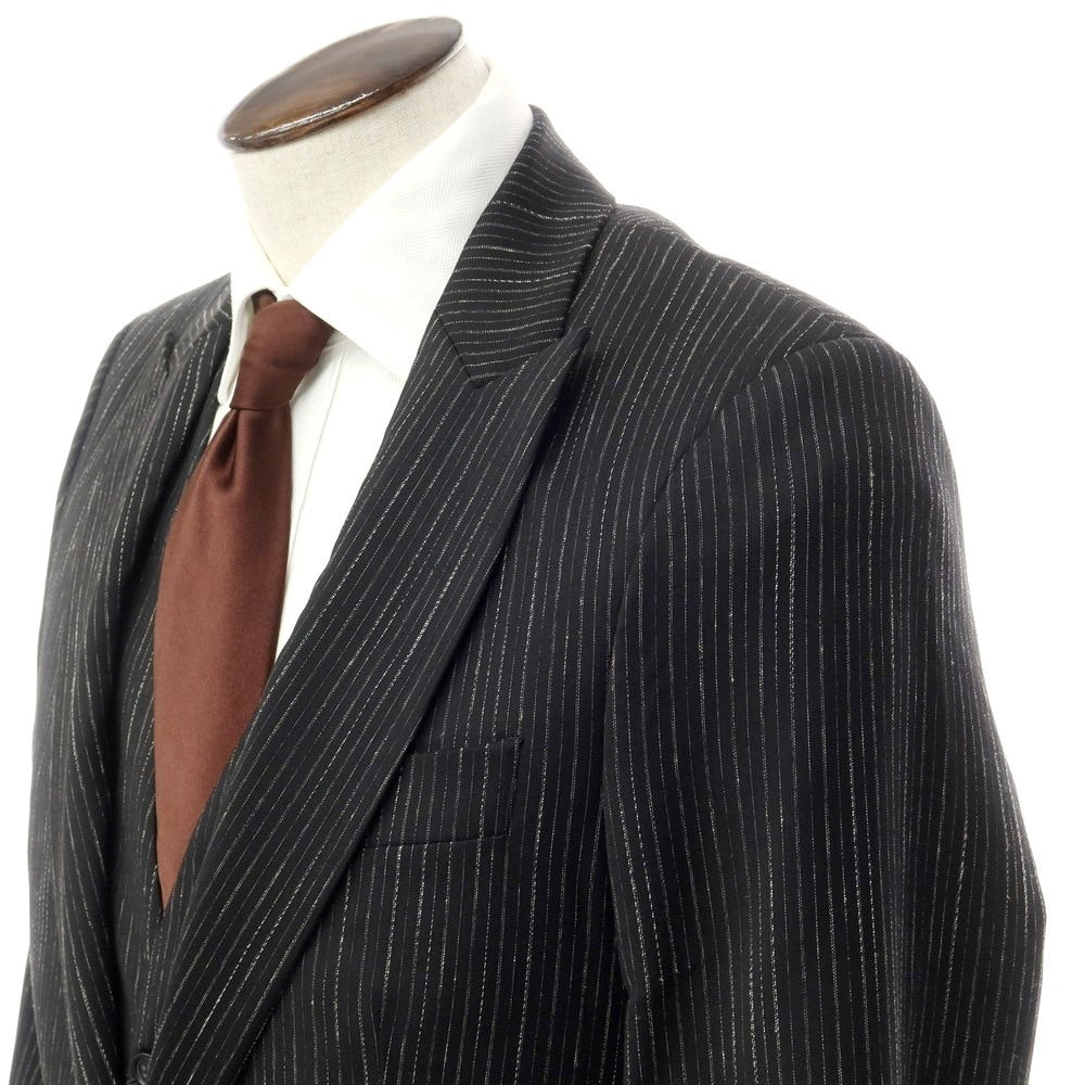 [New] PT TORINO Wool Striped Three-Piece 1B Suit Black x White [48] [Condition Rank N] [Men&