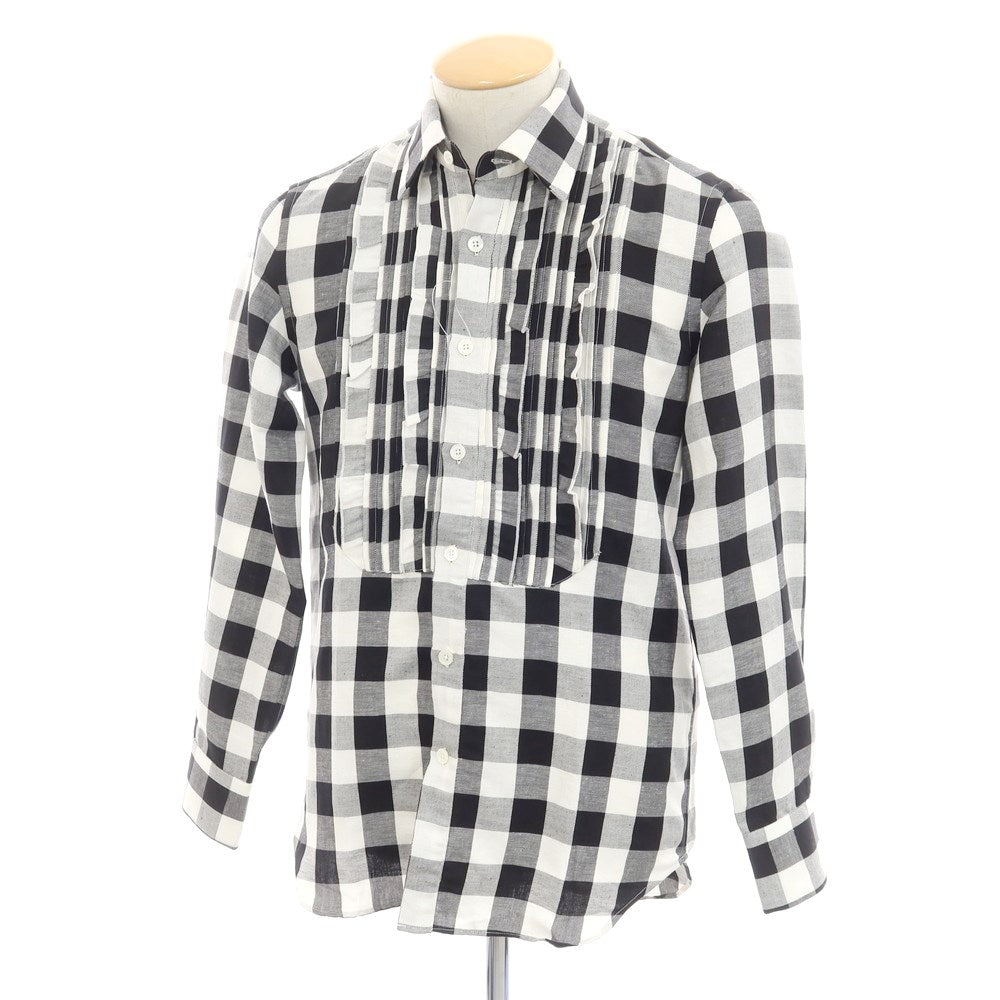 [New] PT TORINO Cotton Check Busam Casual Shirt Black x White [37] [Condition Rank N] [Men&