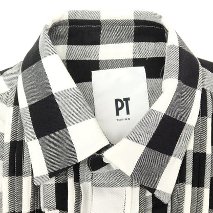 [New] PT TORINO Cotton Check Busam Casual Shirt Black x White [37] [Condition Rank N] [Men&