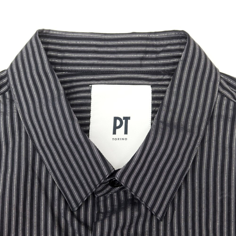 [New] PT TORINO Cotton Lyocell Open Collar Casual Shirt Black x Gray [Size 40] [BLK] [S/S/A/W] [Condition Rank N] [Men&