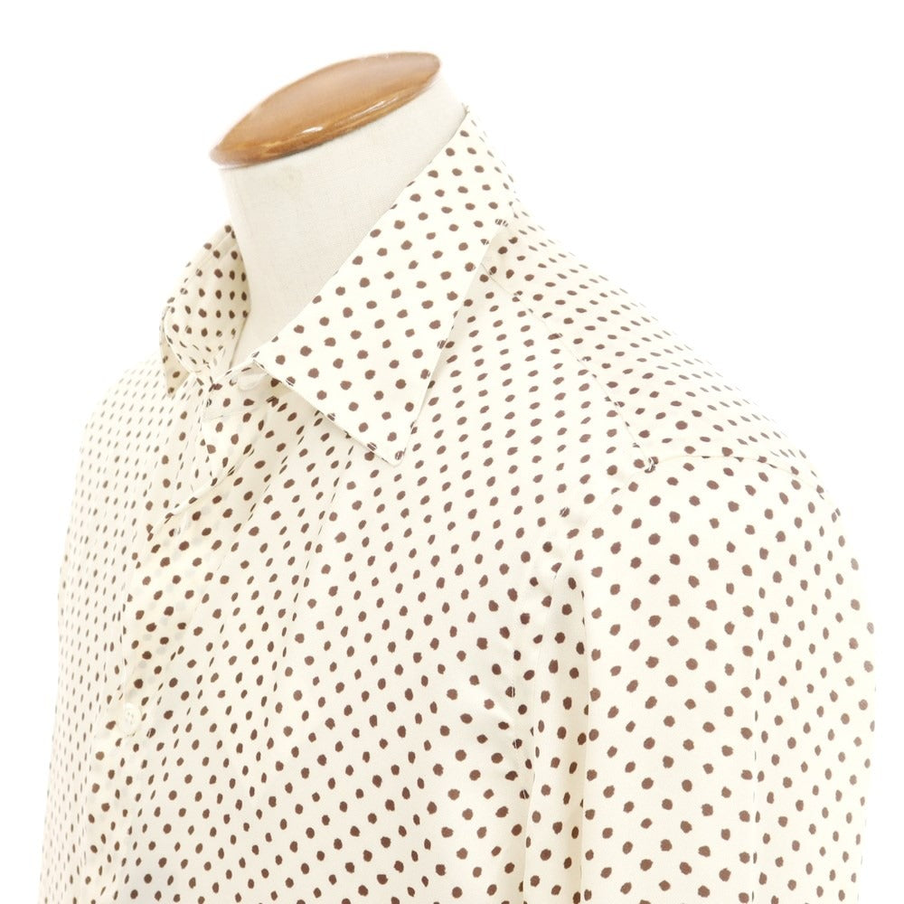 [New] PT TORINO Polyester Polka Dot Casual Shirt Off White x Dark Brown [Size 39] [WHT] [S/S/A/W] [Condition Rank N] [Men&