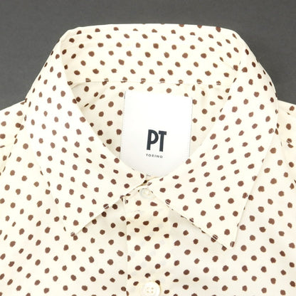 [New] PT TORINO polyester polka dot casual shirt, off-white x dark brown [size 39] [WHT] [S/S/A/W] [Condition rank N] [Men&