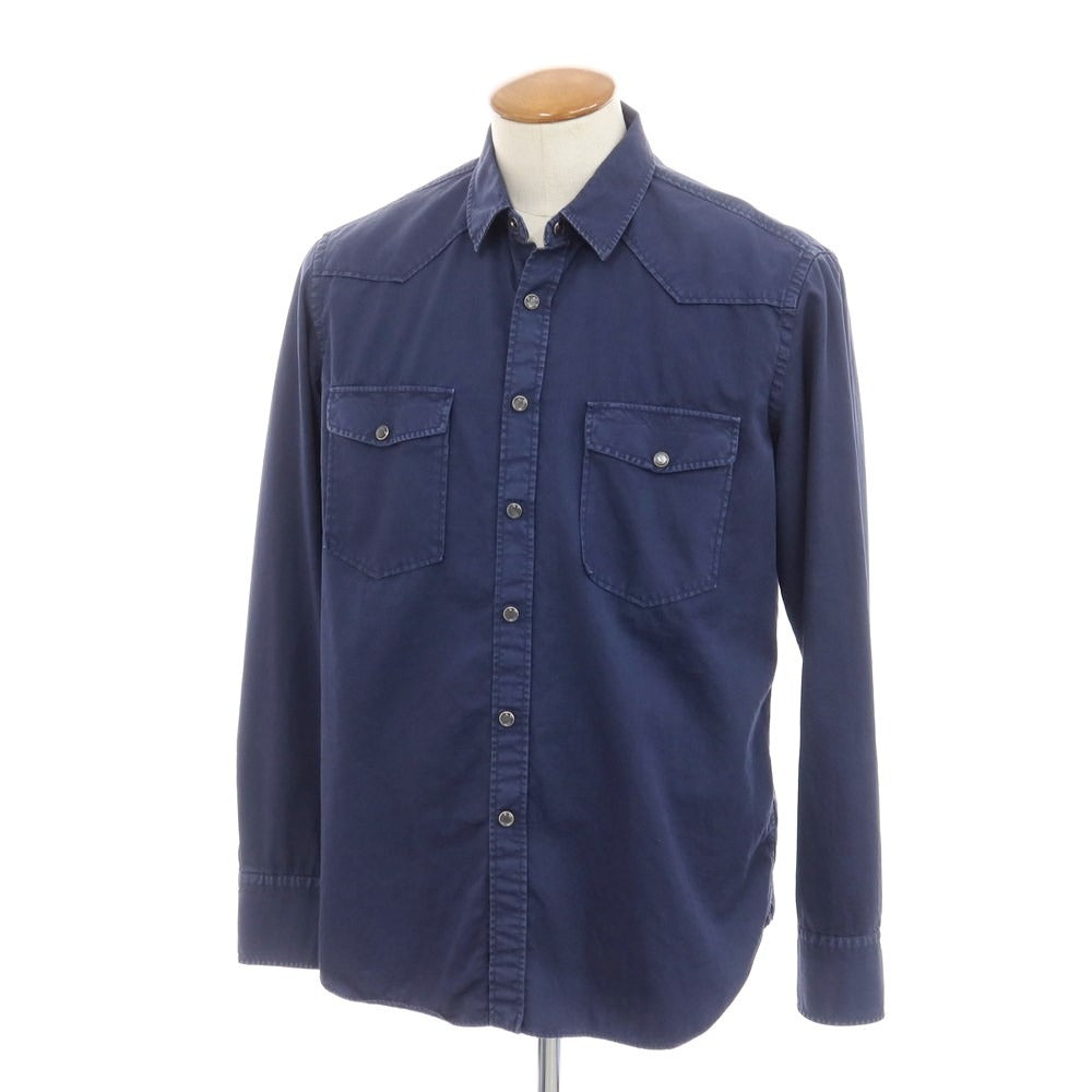 [New] PT TORINO Cotton Western Casual Shirt Dark Navy [Size 40] [NVY] [S/S/A/W] [Condition Rank N] [Men&