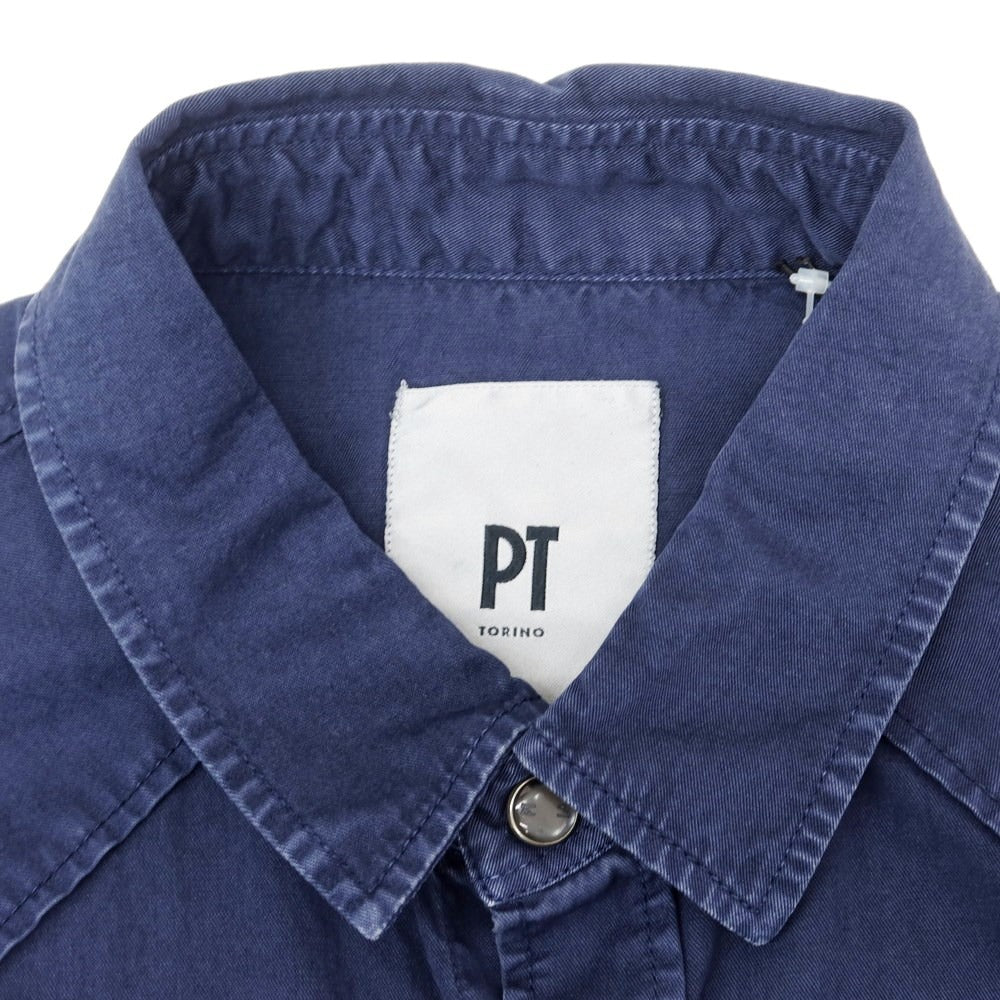 [New] PT TORINO Cotton Western Casual Shirt Dark Navy [Size 40] [NVY] [S/S/A/W] [Condition Rank N] [Men&