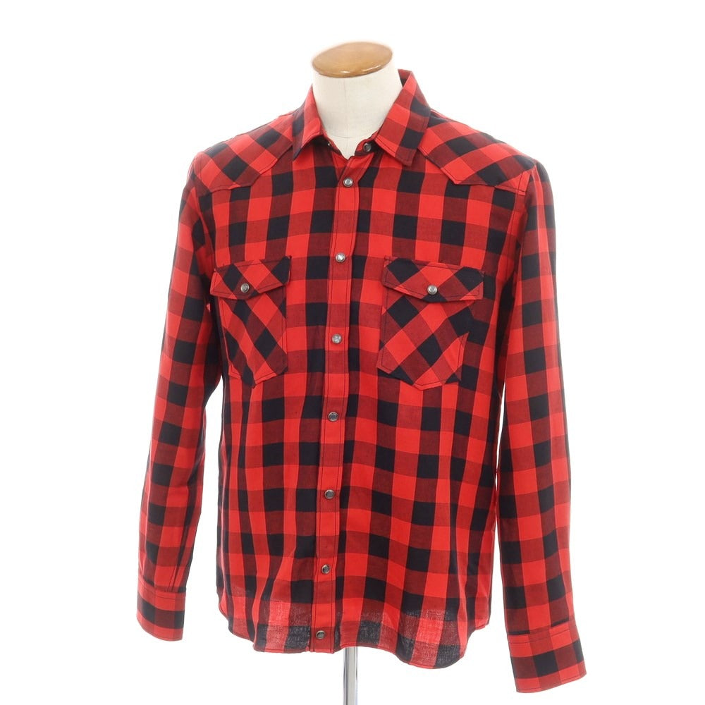 [New] PT TORINO Cotton Linen Western Casual Shirt Red [Size 40] [RED] [S/S/A/W] [Condition Rank N] [Men&