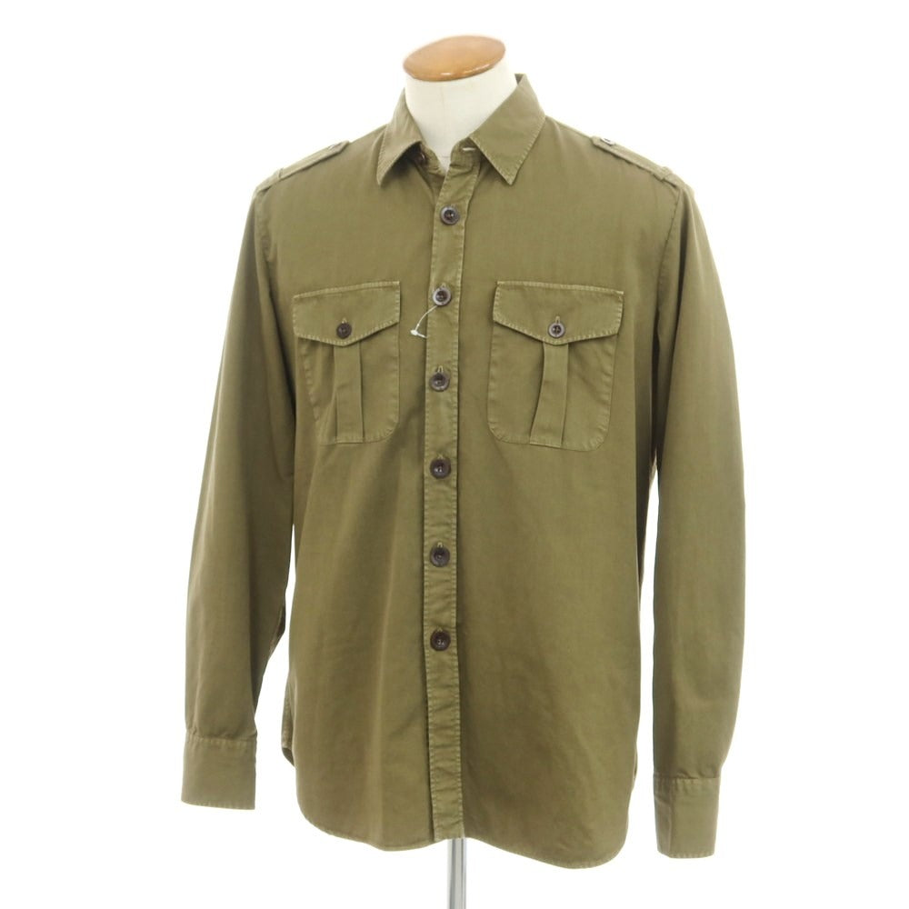 [New Outlet] PT TORINO Cotton Safari Casual Shirt Olive [Size 40] [GRN] [S/S/A/W] [Condition Rank N-] [Men&